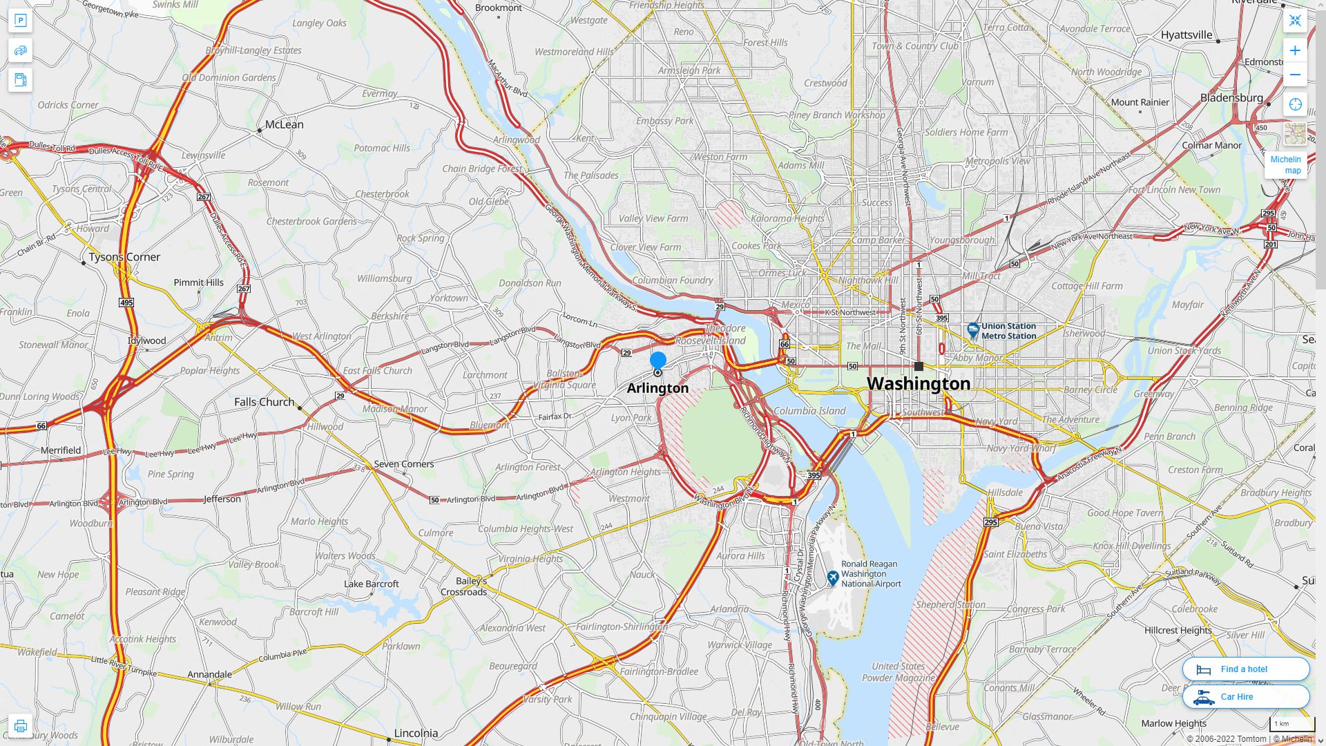 Arlington Virginia Highway and Road Map